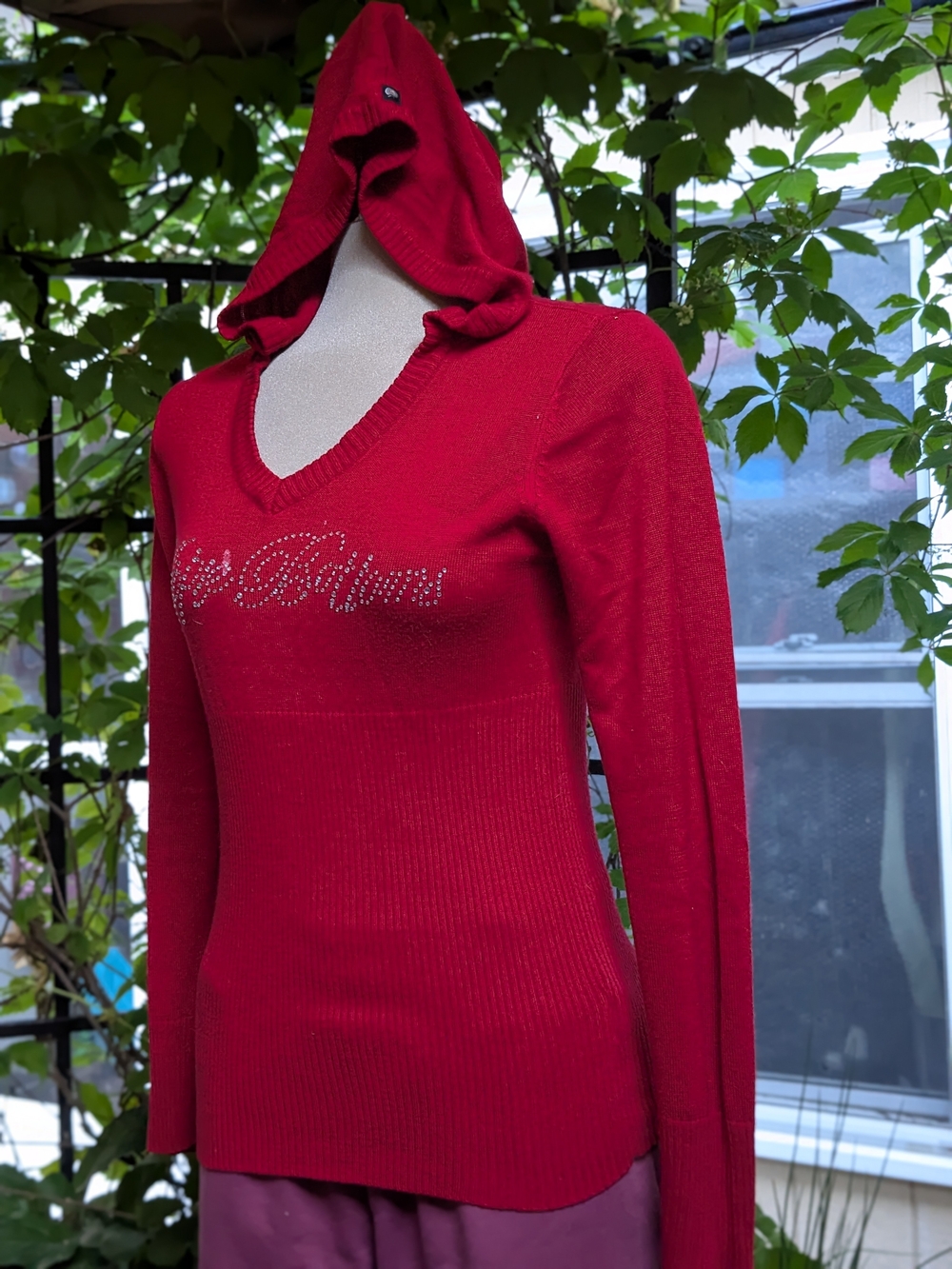 Apple Bottoms Red Hooded Rhinestone Logo Sweater - Picture 3 of 16